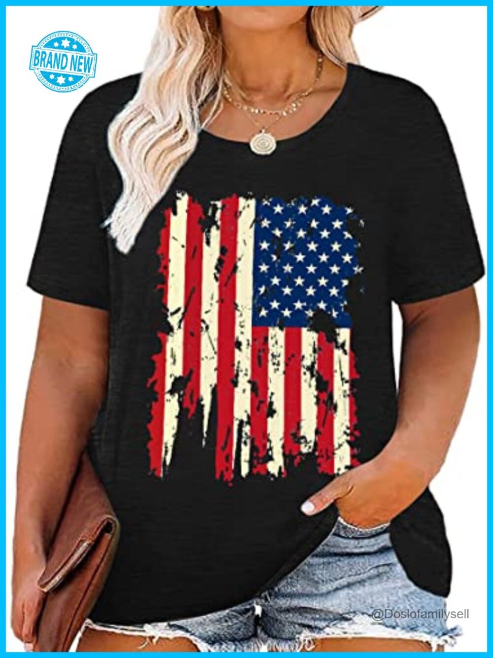 Plus Size Patriotic USA Flag Graphic T-Shirt Women's 4th of July Tee